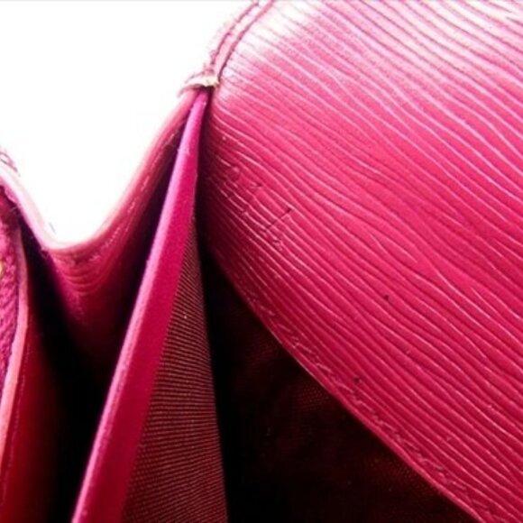 Prada Long Wallet Logo Pink Gold leather Woman Authentic Used F1428 - Picture 7 of 9